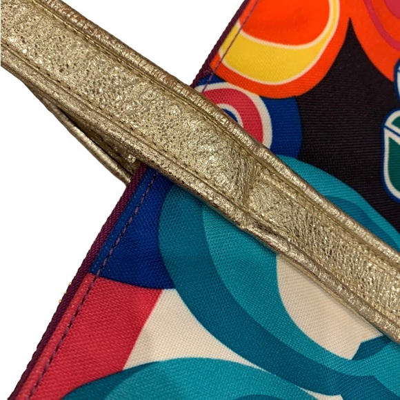 COACH Logo POPPY colorful gold leather trim purse tote - Picture 13 of 17